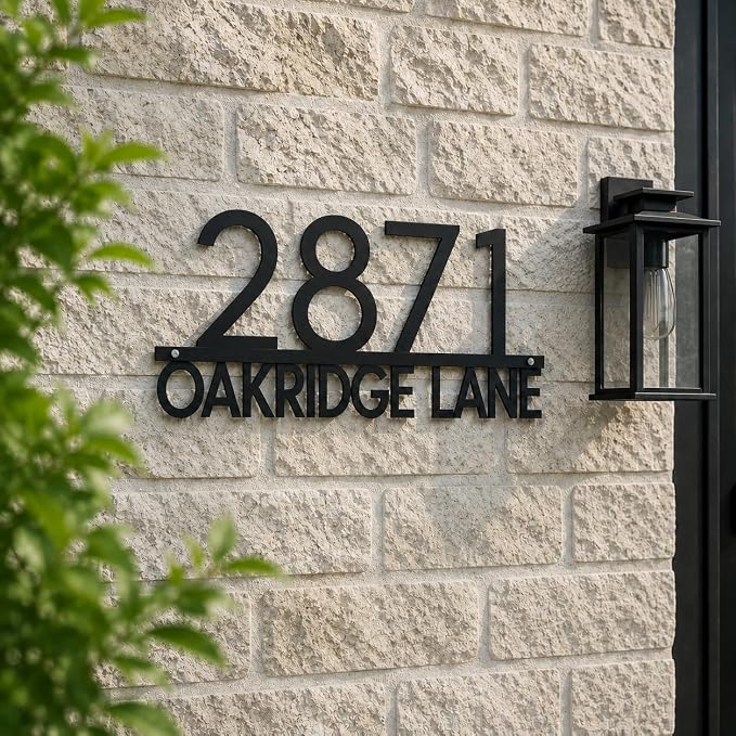 Custom House Numbers for Outside,Personalized Metal House Numbers | Address Number Signs for Houses,Handmade Street Name Wall Art Decor, Unique Housewarming New Home Gift (Style1)