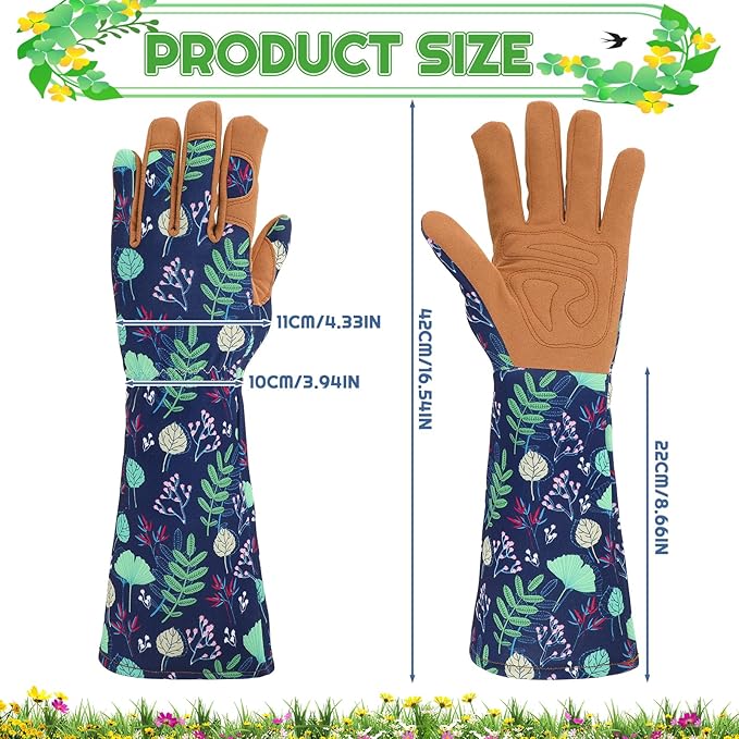 2 Pairs Long And Short Gardening Gloves Thorn Proof for Women | Leather Gardening Gloves Women Working Glove for Rose Pruning Yard Work