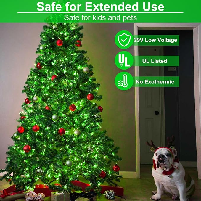 100FT 300 LED Christmas Lights Outdoor, Christmas Tree Lights, Green | Plug in 8 Modes Waterproof Connectable String Lights for Outside House Patio Garden Party Xmas Holiday Decorations