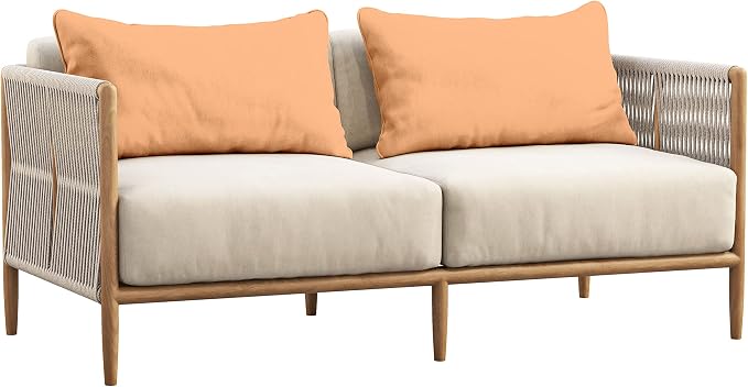 Indoor/Outdoor Polyester Fabric Lumbar Pillow Cover, All-Weather Waterproof Rectangular Cushion Case for Patio Furniture, 16 x 24 Set of 2 -Light Peach