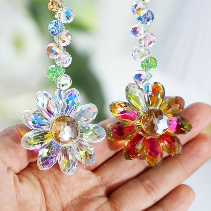 6PCS Crystal Sunflower Suncatchers for Window Hanging Gifts | Rainbow Maker Sun Catchers Indoor Window,Outdoor Patio Garden Decor,Whimsical Decor,Glass Ornaments For Christmas Tree