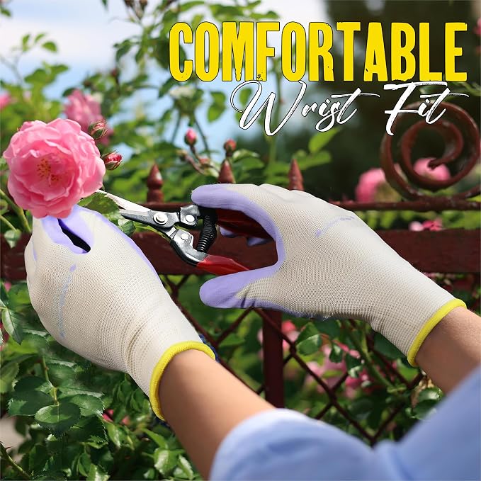 HANDLANDY 2/3/6 Pairs Womens Gardening Gloves, Garden Gloves for Women | Breathable Latex Free Nitrile Coated Ladies Yard Working Gloves, for Gardening, Landscaping, Weeding, Pruning, Gardener Gift