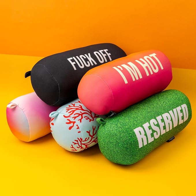 Fisura - Beach & Travel Pillow, Polyester Cushion, Reserved | 11.4 x 4.7 in cylindrical beach pillow, pool cushion, polyester travel & camping pillow.