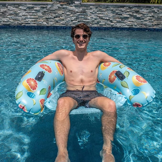 PoolCandy Grapefruit Print Inflatable Pool Floats, Loungers, Sun Chairs & Sunning Pools