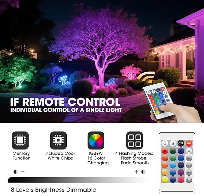 8Pack RGB Color Changing Low Voltage Landscape Lights with Connecotrs 3W LED 12V Outdoor Inground Lights Waterproof Well Lighting Christmas Decorative Lighting for Garden,Yard,Patio(RGB)