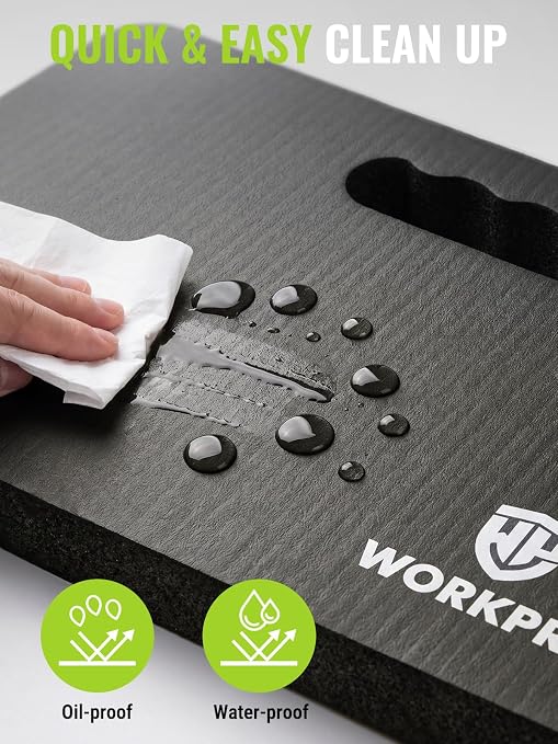 WORKPRO Extra Thick Kneeling Pad, 1 Pack, Black, 17.5 x 11 x 1.5 in | Soft NBR Foam Cushioning for Knee, Large Foam Kneeler Mat, For Gardening, Bathing Baby, Exercise, Workout Supplies