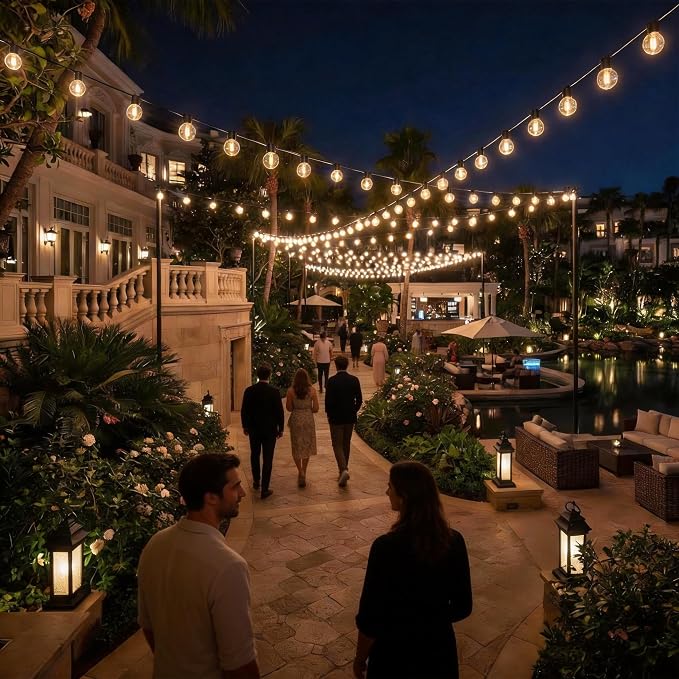RTTY 200 FT Outdoor String Lights Waterproof, Outside Patio Light 104 Bulbs | Commercial Dimmable G40 LED Lights Shatterproof, Hanging Lighting for Cafe, Bistro, Porch, Deck, Backyard,Wedding, 2700K