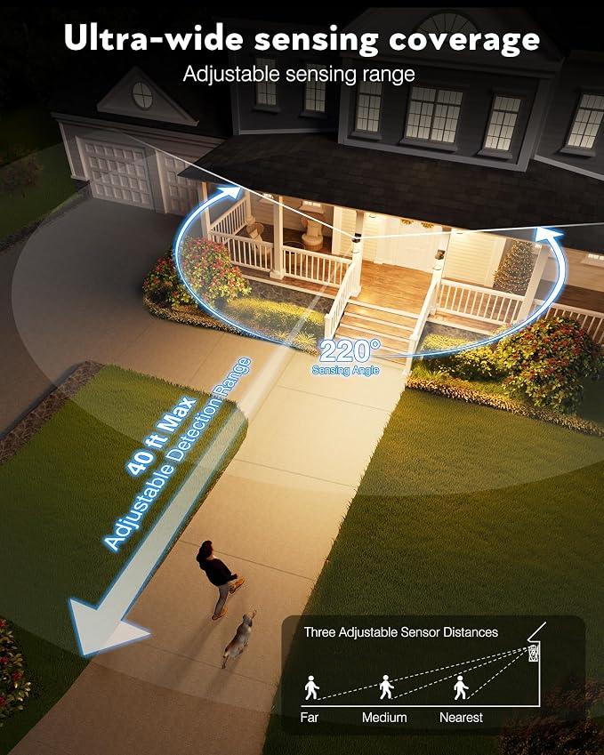 VIANIS 2 Pack Motion Sensor Porch Lights Outdoor, Modern Black Exterior Lighting Fixtures Wall Mount for House, Anti-Rust Waterproof Outdoor Sconce Lights for Garage, Front Door with Seeded Glass