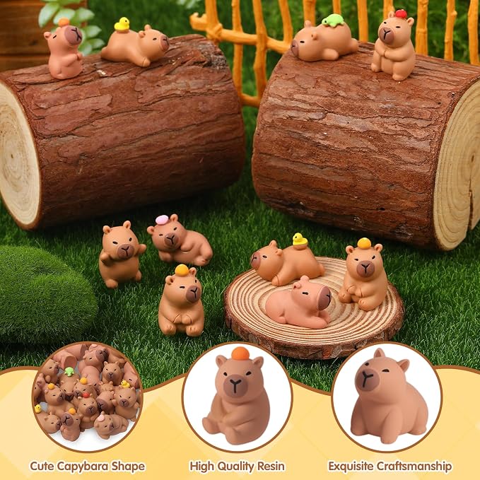 32 Pcs Mini Capybara Figures 16 Styles Resin Capybaras Mini Figures Resin Animals