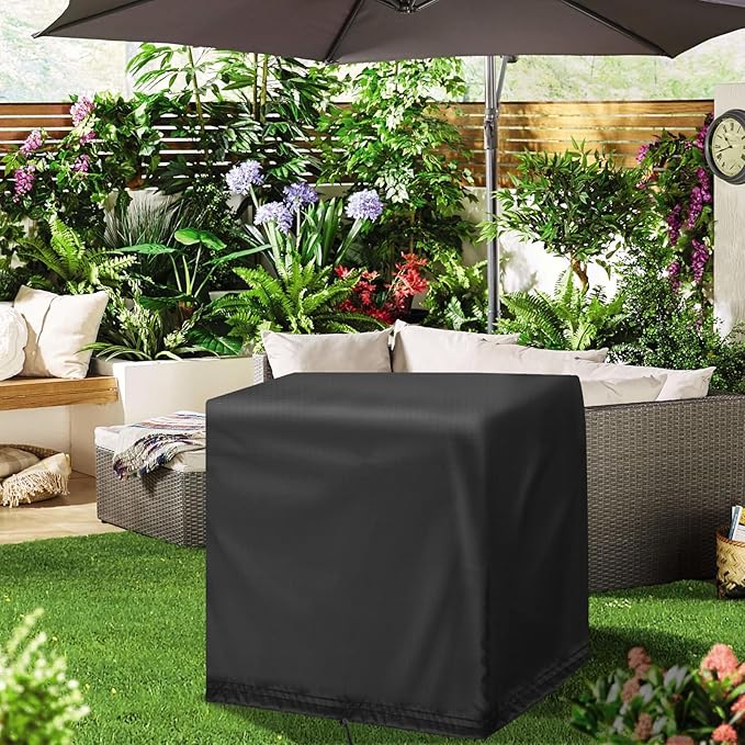 End Tables Cover, Waterproof Sun Dust Protection with Drawstring, Fits Square Small End Bedside Table, Deck Balcony Furniture Protector, Black-13.8"D x 10.6"W x 21.46"H