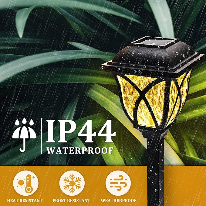 GIGALUMI Solar Pathway Lights, Outdoor Waterproof, Auto On/Off, LED, White, 14 Count, Modern, Classic Style, Crystal, Highly Efficient, Patio, Yard, Landscape, Walkway