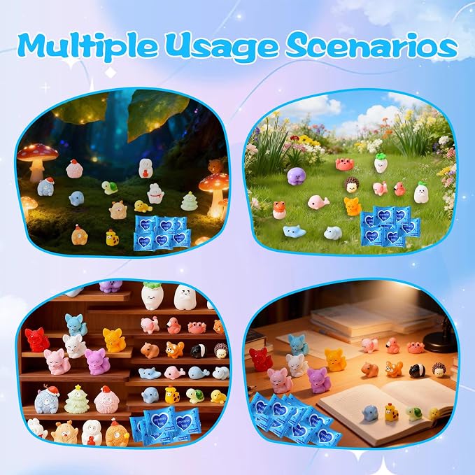 Mini Glow In The Dark Animal Resin Models, Resin Animals Mystery Bags, Individually Wrapped Blind Bags Tiny Animal Figurines, Collectible Mini Animals For Fairy Garden, DIY Crafts (100, B-Animal)