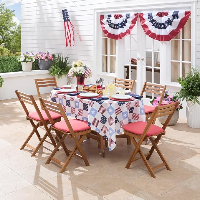 BrylaneHome Bh Outdoor Performance Set of 4 Stacking Chair Pads - Cobalt Tropicana