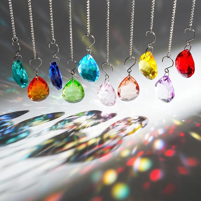 10 Pcs Green Crystal Bauhinia Suncatcher Prisms Chandelier Window Decor | Green Crystal Bauhinia Prisms Suncatcher Pendants 38mm Chandelier Beads Replacement Hanging for Window Wedding Party Decor