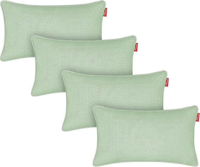 Pack of 4 Outdoor Throw Pillows,20x12 Inch All-Weather Water-Resistant Patio Pillows with Inserts,Decorative Pillows for Patio Furniture,Couch,Sofa,Poolside,Light Green