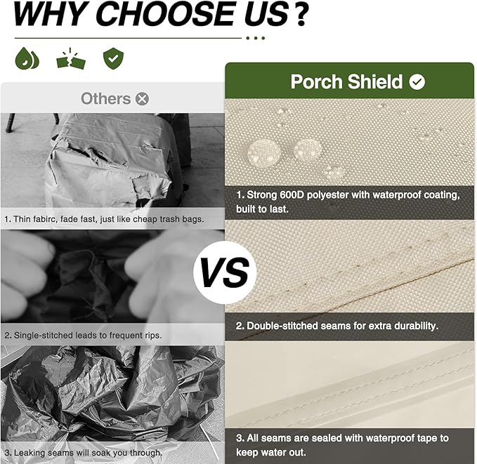 Porch Shield Patio Ottoman Cover - Waterproof Outdoor Square Side Table Covers – 31L x 31W x 18H inch, Beige