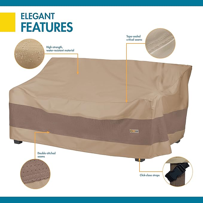 DUCKCOVERS Elegant Waterproof 87 Inch Patio Sofa Cover, Patio Furniture Covers