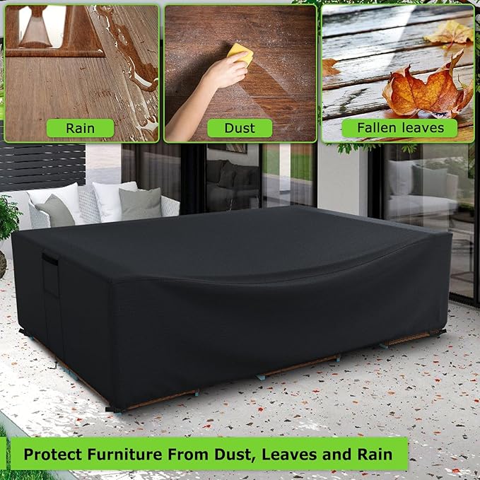 Patio Furniture Covers Waterproof, Heavy Duty 600D Outdoor Furniture Covers for Outside Sectional Sofa Set,Tear Resistance and Anti-UV, Black, 98"L x 78"W x 32"H
