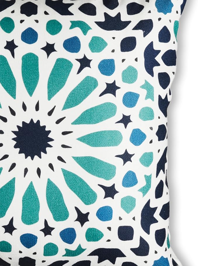 Fab Habitat Indoor/Outdoor Pillows Made from Recycled Polyester Yarn-Stain Resistant, Machine Washable, Insert Included -Tile - Patio, Deck, Living Room - Mosaic Multi Blue (18" x 18" - Set of 2)