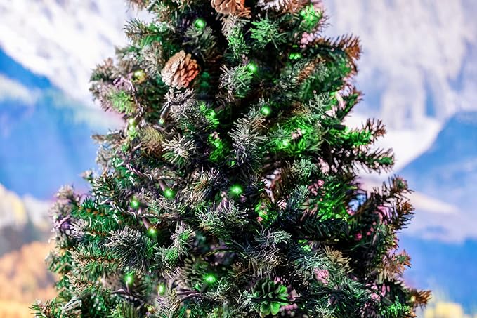 Novelty Lights 34ft 100 LED Green Christmas String Lights, Brown Wire