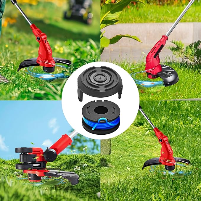 JOJOCY Weed Eater String Trimmer Line 19115C-B, 0.065" 10FT Replacement String Trimmer Line for Harbor Freight Bauer 19115C-B 20V Cordless String Trimmer (6 Rolls + 2 lids)