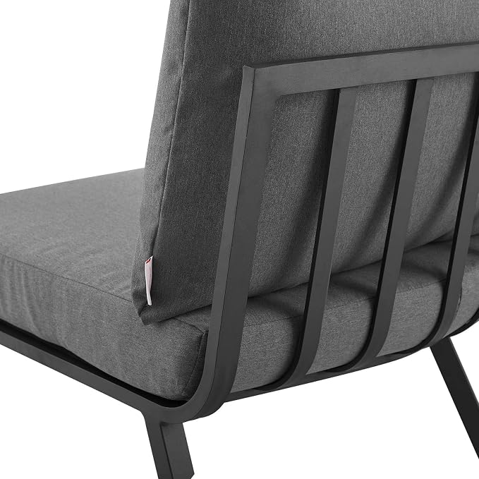 Modway Riverside 5 Piece Outdoor Patio Aluminum Set in Gray Charcoal