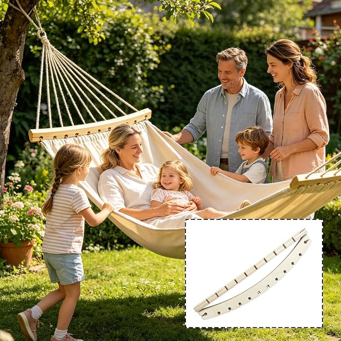 Wood Hammock Spreader Bar - 2 Pack Detachable Hammock Spreader Bar Replacement Set, Solid Wood Construction for Stability and Comfort, Suitable for Camping, Backyard Relaxation, Patio, Garden