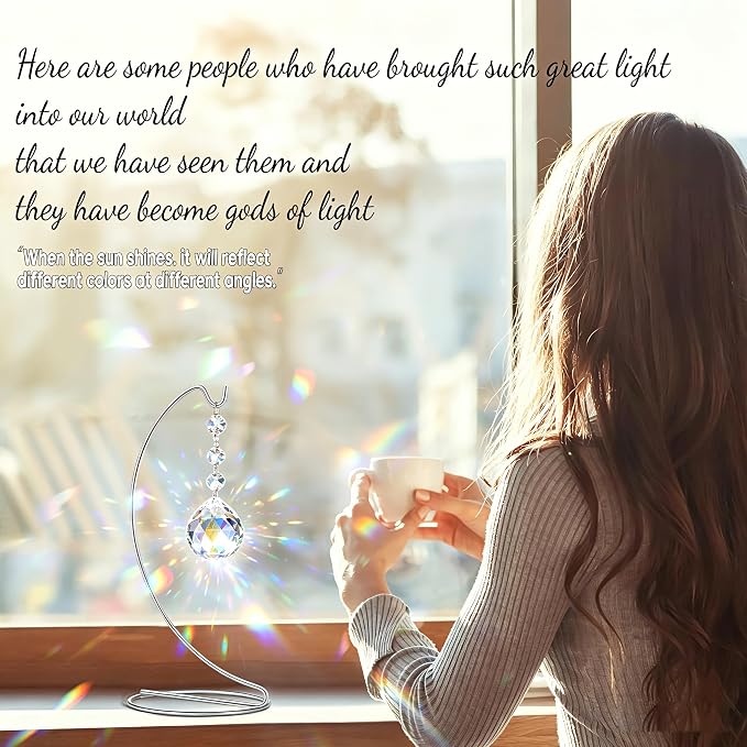 Sympathy Gifts for Loss of Loved One,Memorial Gifts for Loss of Mom Dad,40mm Crystal Suncatcher Idea is Suitable for Bereavement, in Memory, Condolences,Remembrance,with 9 Inch Silver Stand