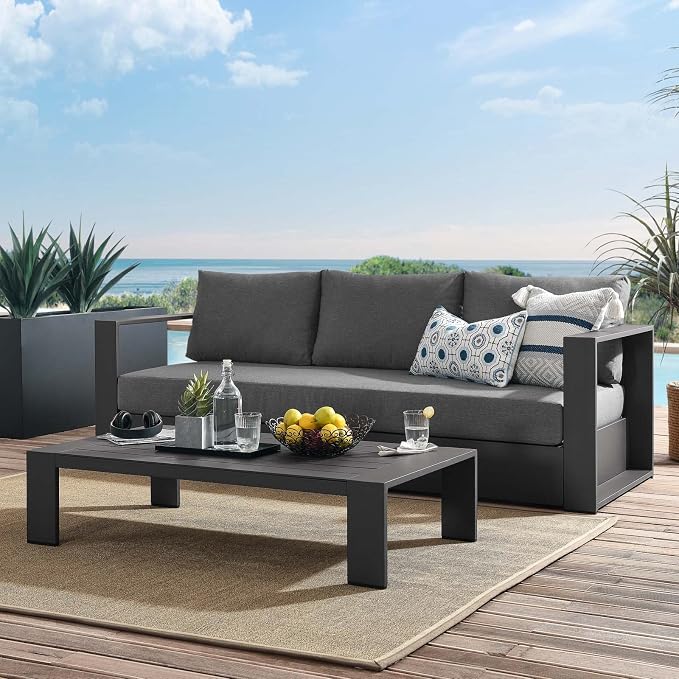 Modway Tahoe Aluminum 2-Piece Outdoor Patio Set in Gray Charcoal