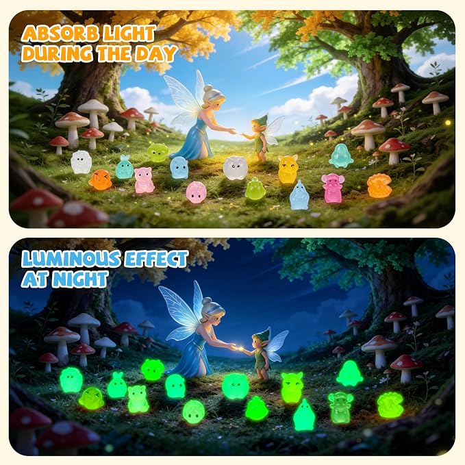 320 Pcs Mystery Mini Resin Animals Blind Bags,Tiny Glow in The Dark Animal Resin Models, mini resin figures,resin animals variety pack for Birthday Party Gift, DIY Crafts, Ornaments, Random Design