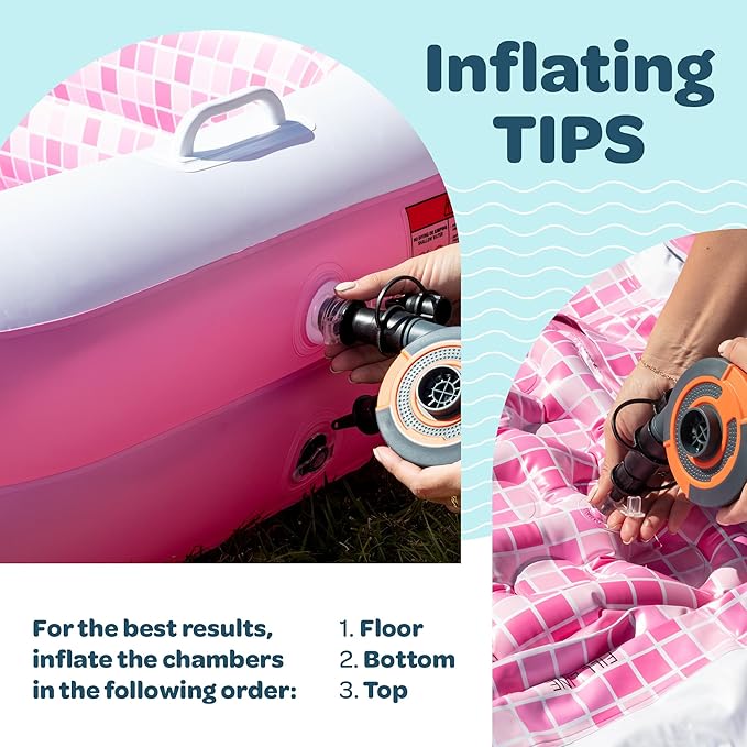 3-in-1 Premium Inflatable Kiddie Pool, Ball Pit & Tanning Pool, Soft Cushioned Floor, Handles, Drain, Shallow Rectangular Blow Up Swimming Pool for Kids, Small Backyard Tanning Pool - 65"x39"x10"