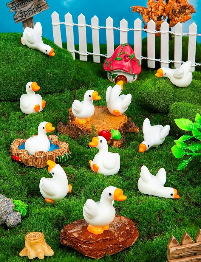 72pcs Mini Resin Goose Figurines, Tiny Animal Figurine Bulk | Small Desk Goose Decor for Garden Lawn Yard Micro Landscape Aquarium Potted Ornament DIY Craft