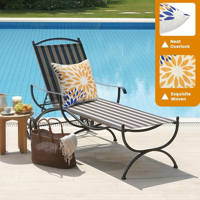 Outdoor Pillow Covers Set of 2, Waterproof Throw Pillow Cover 18x18 Inch, Elegant Pillowcase for Patio Funiture Garden Couch
