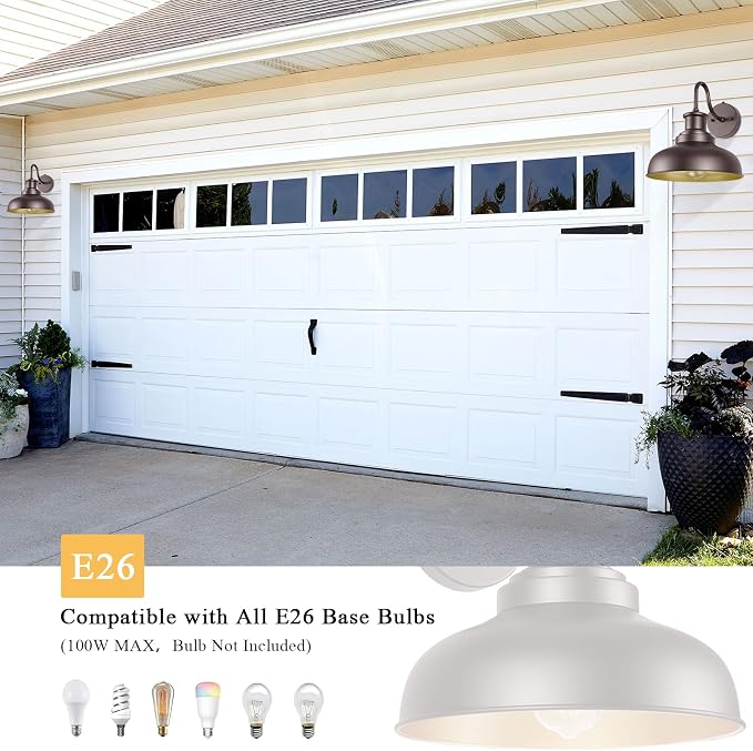 Dusk to Dawn Outdoor Barn Light Outdoor Wall Sconce Farmhouse Exterior Wall Mount Lights Vintage Outside Lighting Fixture Industrial Bronze Lantern for Porch Garage Shed Patio, 1 Pack