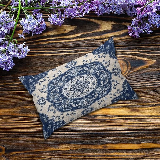 Set of 2 Classical Navy Blue Damask Pattern Pillow Covers 12x18in Farmhouse Canvas Cushion Covers Outdoor for Couch Chair Home Decor for Family Friends