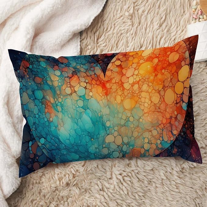 Ink Rainbow Shapes with Gold Lumbar Pillow Cases Abstract Alcohol Ink Textures Pillow Covers 12x20in Rustic Accent Throw Pillow Covers Farmhouse Decorative for for Sofa Couch Bed Decorations