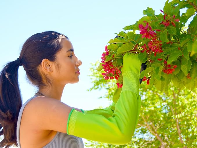 Long Sleeve Gardening Gloves Protection Sleeves, No-Slip Grip & Full Arm Guard Garden Cuffs; Durable, Protective