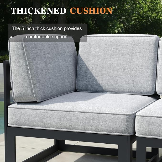 9 Pieces Aluminum Patio Furniture Set with Propane Gas 44" Fire Pit Table, Metal Outdoor Conversation Sofa Set with Seating Cushions