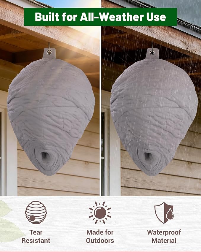 Inflatable Faux Hornet Nest Decor, Wasp Nest Decoy for Outdoor Hanging, Polyurethane, Gray, 1 Pack