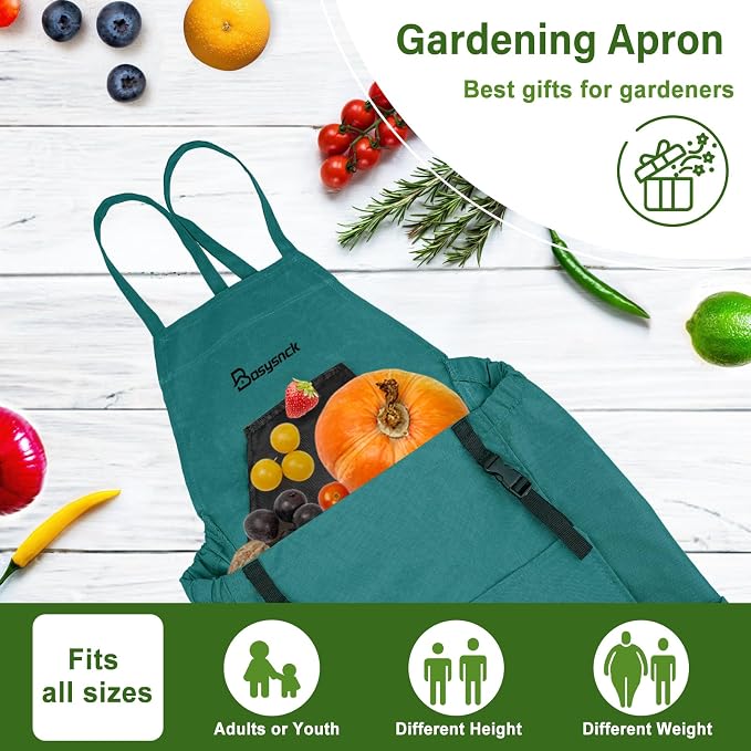 Gardening Apron, Garden Apron with Pockets for Women and Men, Farm Apron for Harvesting Picking Weeding