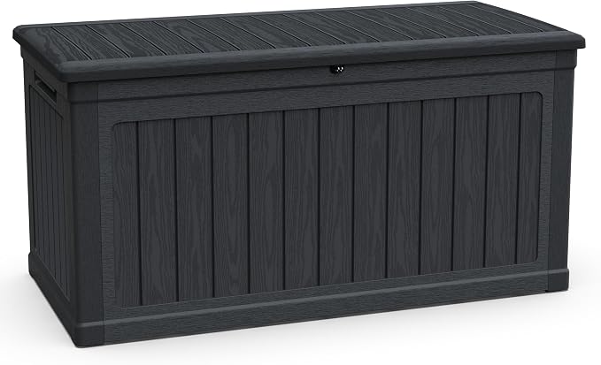Gecheer 230 Gallon Outdoor Deck Storage Box for Patio Furniture Cushions Garden Tools Sports Equipment Waterproof Lockable Black