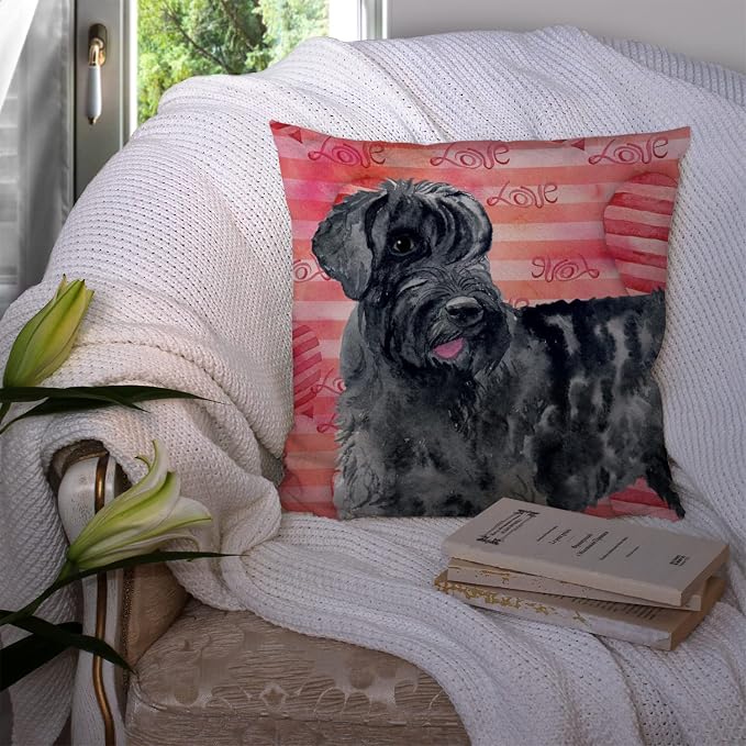 Caroline's Treasures BB9747PW1414 Giant Schnauzer Love Fabric Decorative Pillow, Red Machine Washable, Indoor Outdoor Decorative Pillow for Couch, Bed or Patio, 14Hx14W