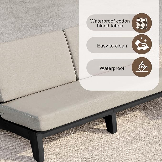 3 Pieces Patio Furniture Sets, All-Weather Outdoor Wood Bistro Set Patio Conversation Coffee Table Chiars and Patio Loveseat for Balcony, Backyard