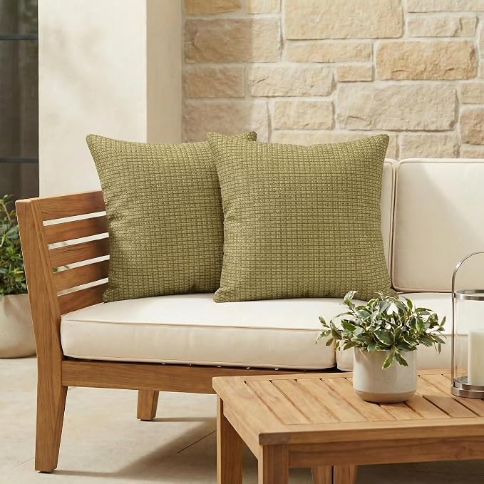 RSH DECOR Square Throw Pillows Set of 2, 20" x 20", All-Weather Outdoor Pillows, Future Mineral, Made in USA