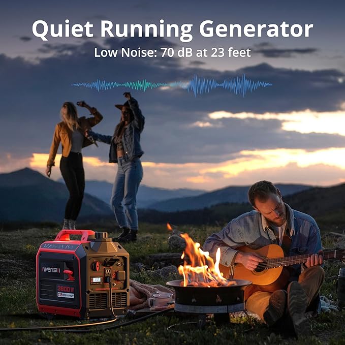 AMERISUN 3800W Portable Inverter Generator with CO Protect, Gas Powered, Super Quiet and 30A for RV-Ready for Camping, Home Emergency Use, Tailgating