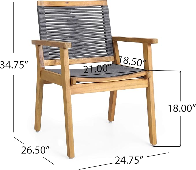 Christopher Knight Home Ashley Outdoor 7 Piece Acacia Wood Dining, Teak and Dark Gray