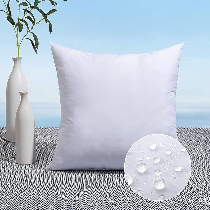 MIULEE 22x22 Inch Outdoor Pillow Insert Throw Pillow Insert | Water-Resistant Premium Outdoor Pillow Stuffer Sham Square for Couch Sofa Patio Furniture Cushion Porch Swing