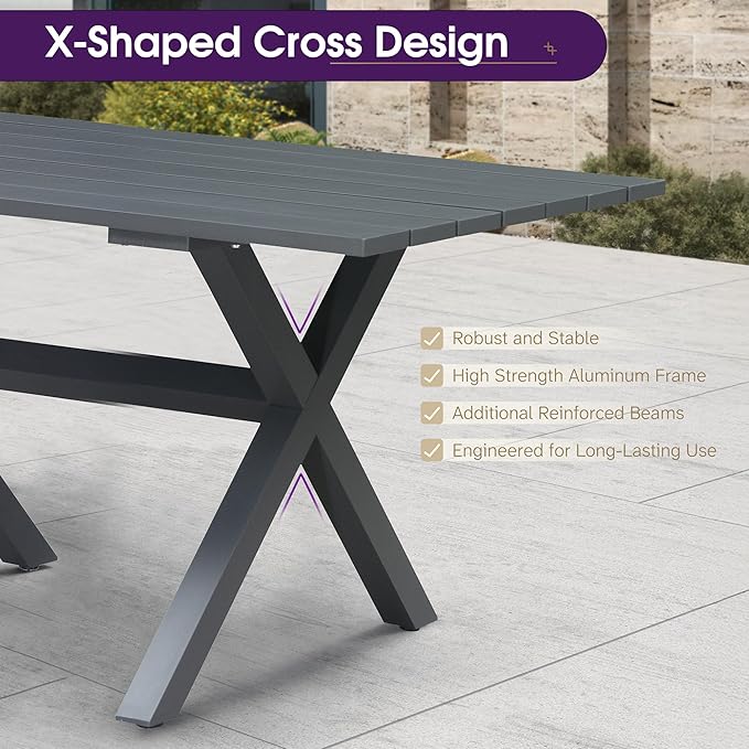 PURPLE LEAF 14 Pieces Patio Dining Set Wicker Outdoor Furniture Oversize Rectangular Table and Chairs Set for Garden Deck Aluminum Frame Backyard Kitchen Set, Cushions and Pillows Included Taupe