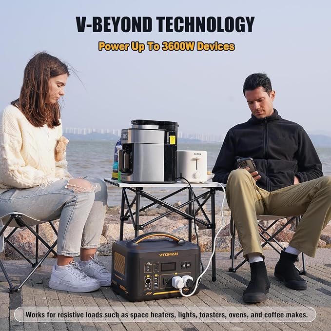VTOMAN Jump 1800 Portable Power Station with 200W Solar Panel, 1548Wh Battery 1800W AC Outlets (3600W Peak) /100W USB-C Output Fast Charge, Large Solar Generator for Outdoor, Camping, Backup