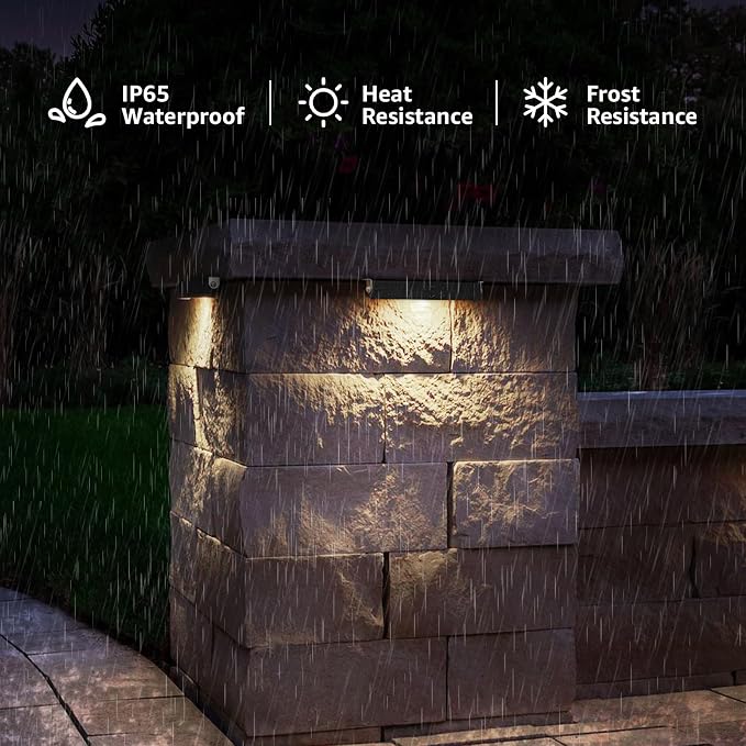 SUNVIE 8-Pack 7 Inch Retaining Wall Lights 5W LED Waterproof Hardscape Lighting 12V Low Voltage Step Lights Outdoor Landscape Lighting with Connectors 3000K Warm White Paver Lights, ETL Listed Cord